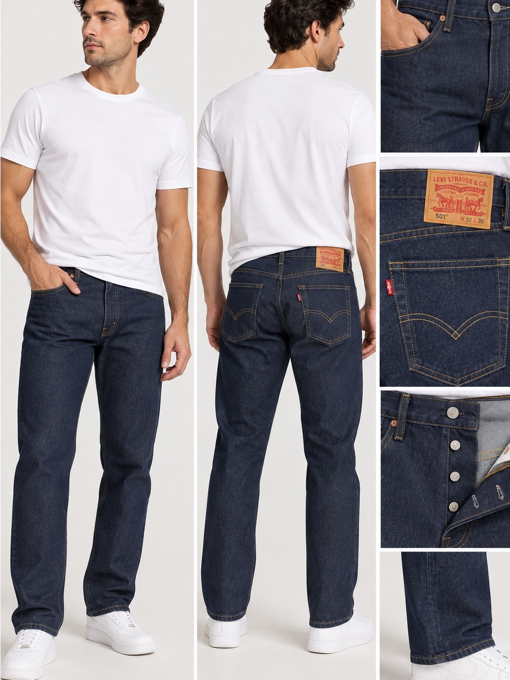 Levi’s 501 Original Stretch Jeans 32x30 The Rose Dark Wash NWT